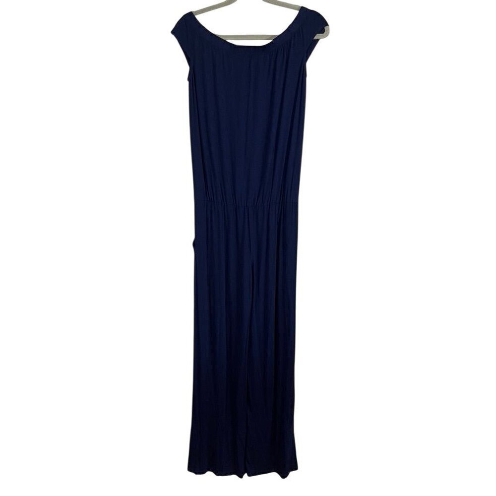 Trina Turk Jumpsuit Women XS Blue Romper Neutral Minimalist Capsule Wide Leg